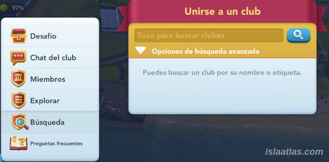 Búsqueda de Club en SimCity BuildIt