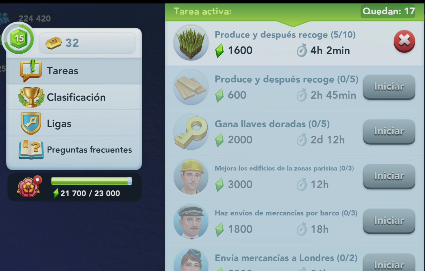 concurso de Alcaldes (Tareas), en SimCity BuildIt