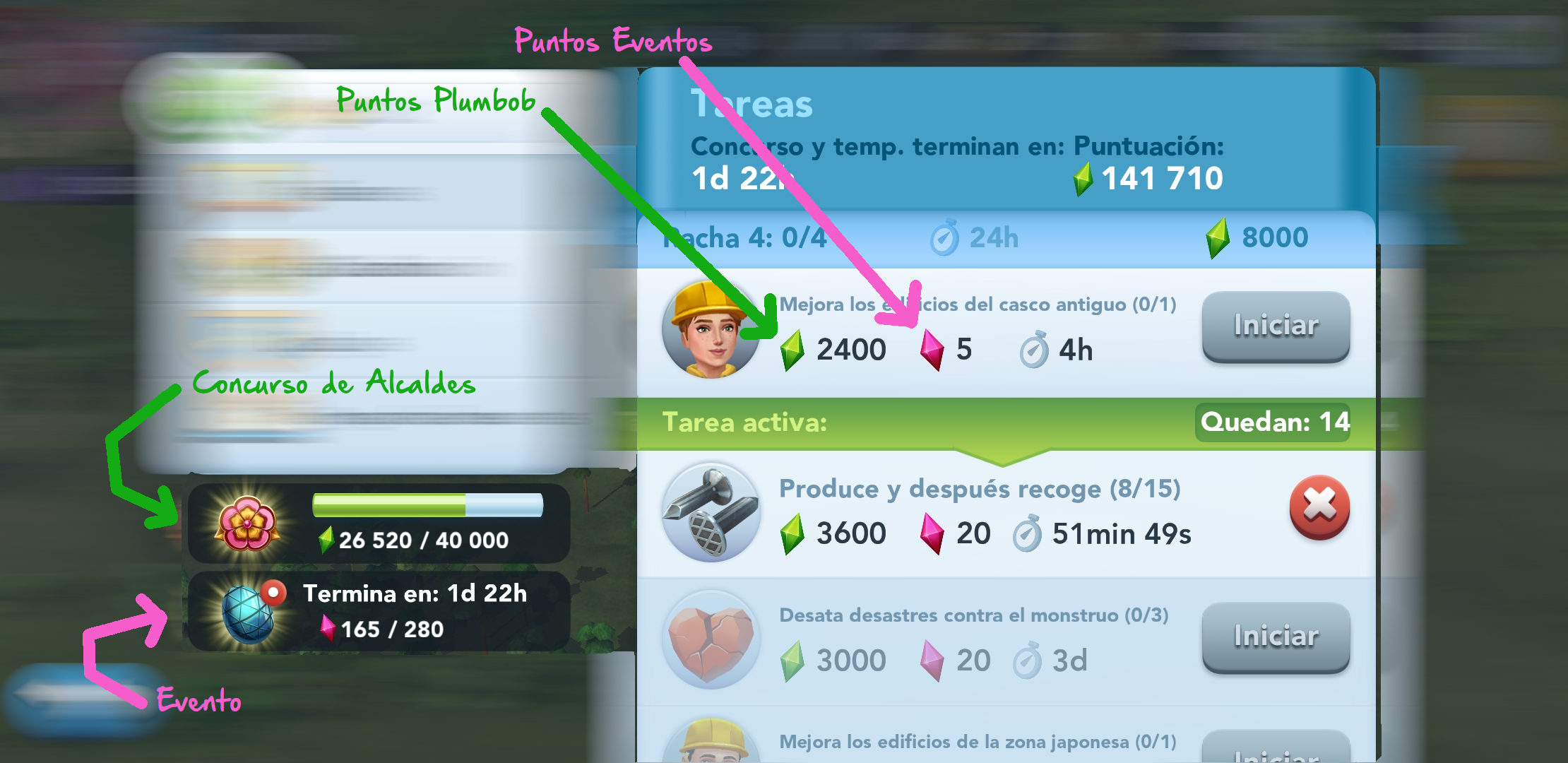 Puntos de Eventos y Puntos Plumbob en el Concurso de Alcaldes en SimCity BuildIt