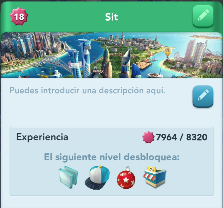 Ciudad con Nivel 18 en Simcity BuildIt